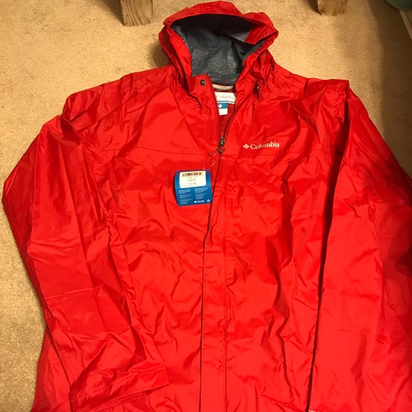 Red youth Columbia rain jacket